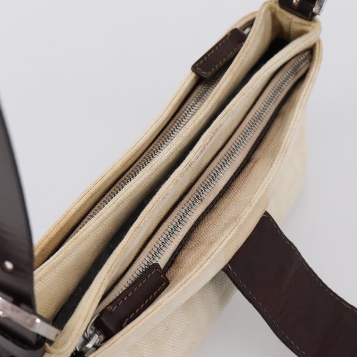 Fendi Baguette Pochette Zucca Canvas, Neutral, Canvas, Clutch