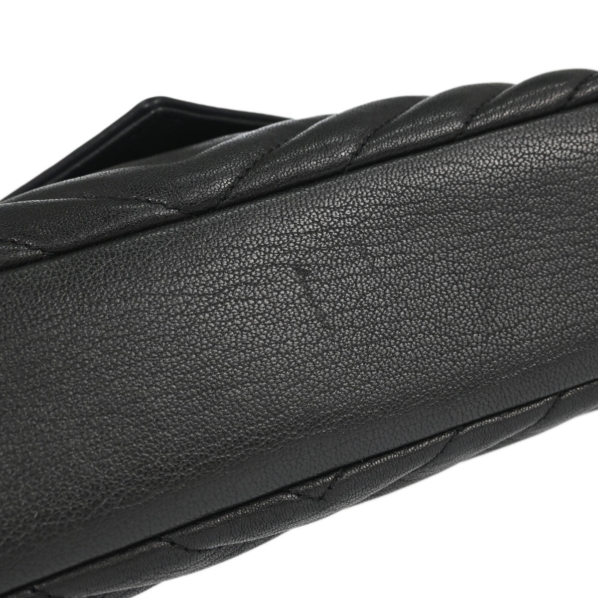 Saint Laurent Classic Monogram College Matelasse Chevron Leather, Black, Leather, Handbag