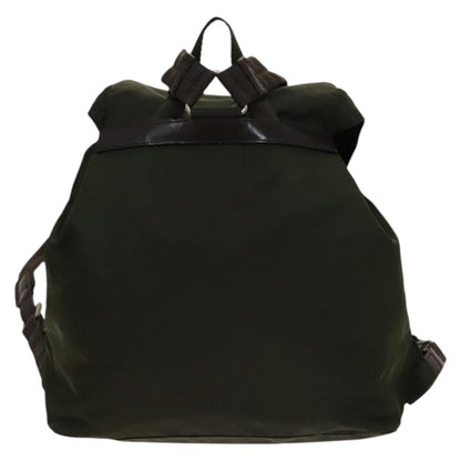 Prada Vela Double Front Pocket Tessuto with Saffiano Leather, Khaki, Nylon, Backpack