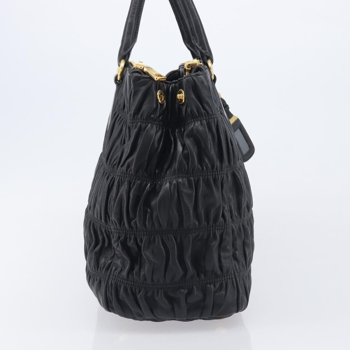 Prada Gaufre Double Zip Convertible Nappa Leather, Black, Leather, Tote Bag