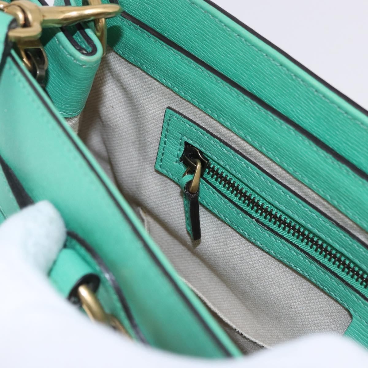 Gucci Bright Bit Convertible Leather, Green, Leather, Tote Bag