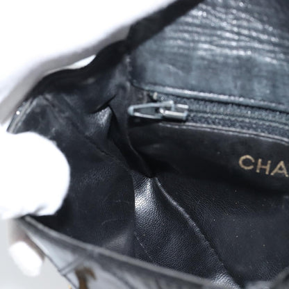 Chanel CC Flap Belt Quilted Lambskin, Black, Patent Leather, Clutch
