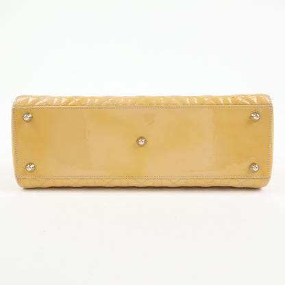 Christian Dior Vintage Lady Dior Cannage Quilt Patent, Yellow, Patent Leather, Handbag