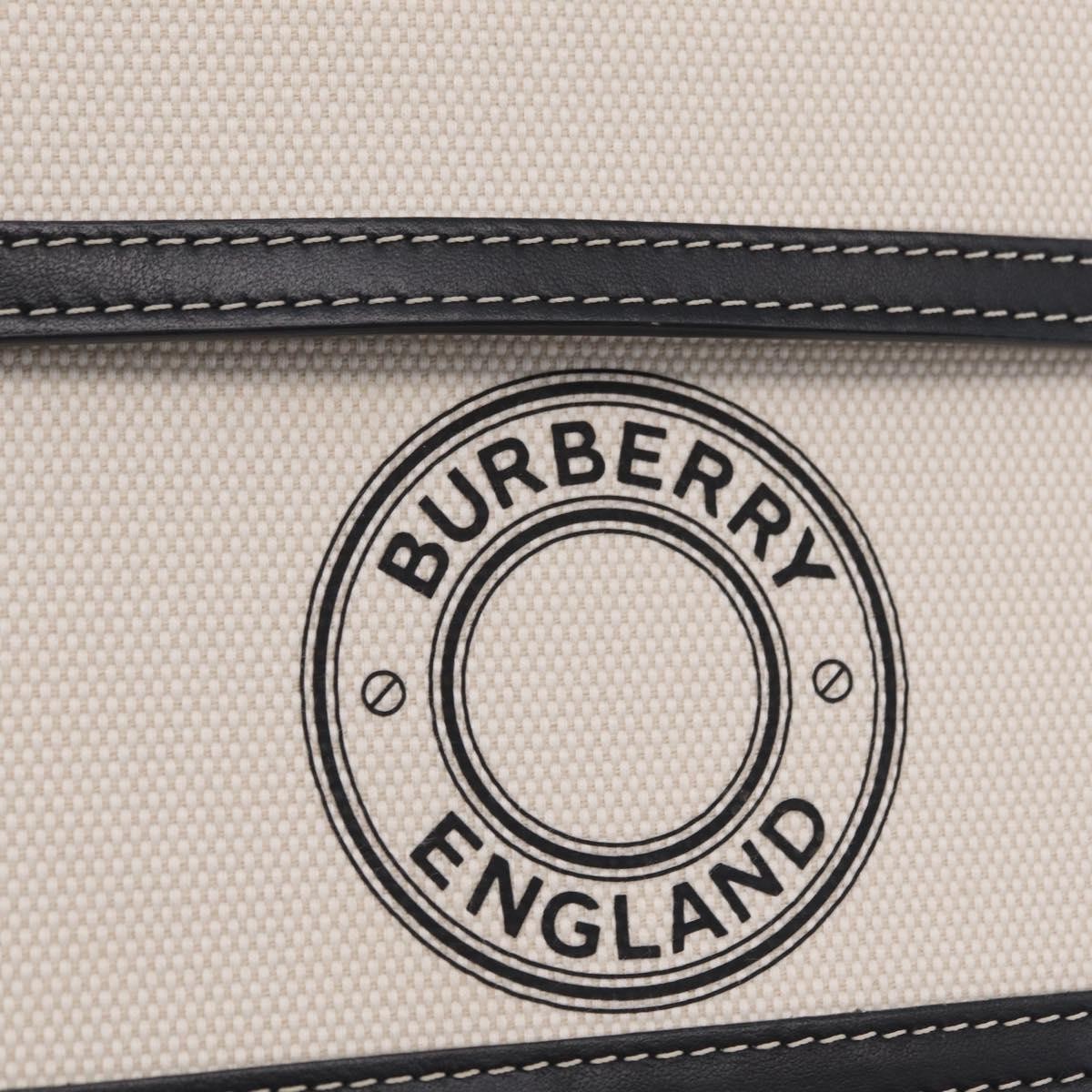 Burberry Logo Pocket Canvas with Leather, White, Canvas, Tote Bag