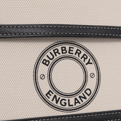 Burberry Logo Pocket Canvas with Leather, White, Canvas, Tote Bag