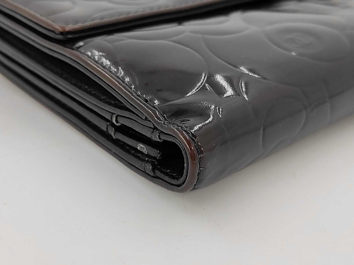 Chanel Camellia Flap Organizer Camellia Lambskin, Brown, Leather, Wallet