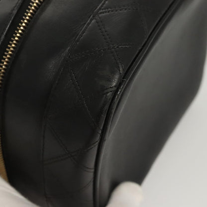 Chanel Vanity pouch Leather, BLACK, LEATHER, Handbag