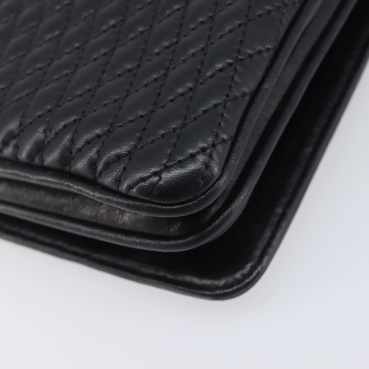 Bally Vintage Chain Quilted Leather, Black, Leather, Shoulder Bag