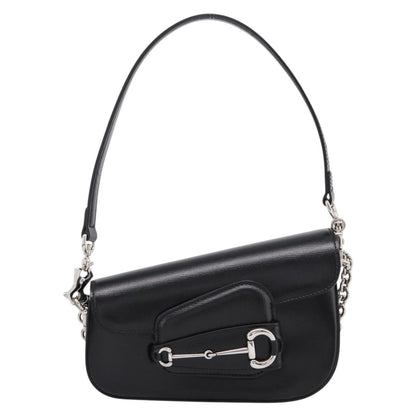 Gucci Horsebit 1955 Asymmetric Leather, Black, Leather, Shoulder Bag