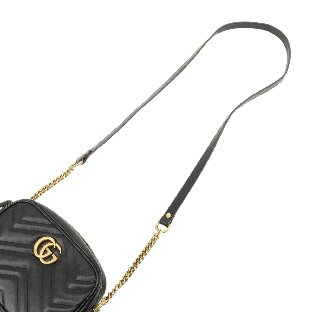 Gucci GG Marmont Matelasse Leather, Black, Leather, Shoulder Bag
