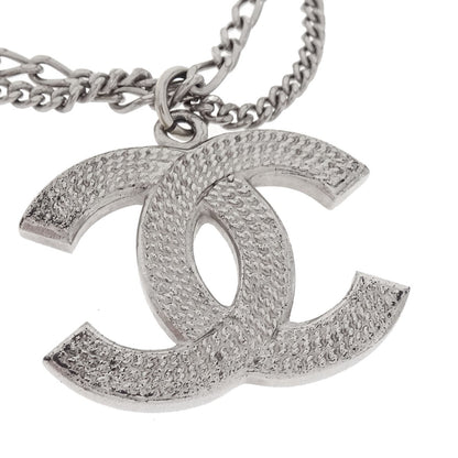 Chanel Quilted CC Pendant Chain Metal, Silver, Silver Plated, Necklace