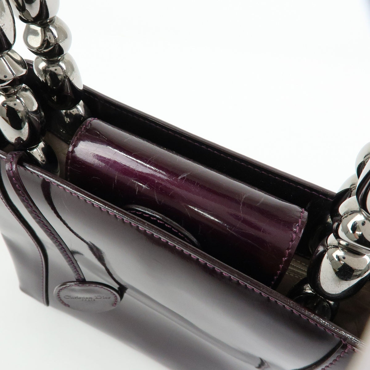 Christian Dior Handbag Leather, Purple, Patent Leather, Handbag