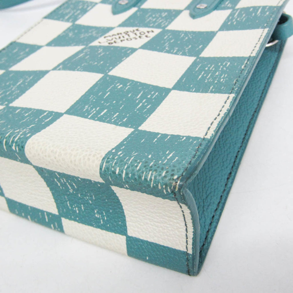 Louis Vuitton Sac Plat Limited Edition Marque Deposee Damier Giant, Turquoise, Canvas, Handbag