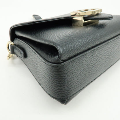 Gucci Interlocking Leather, Black, Leather, Shoulder Bag