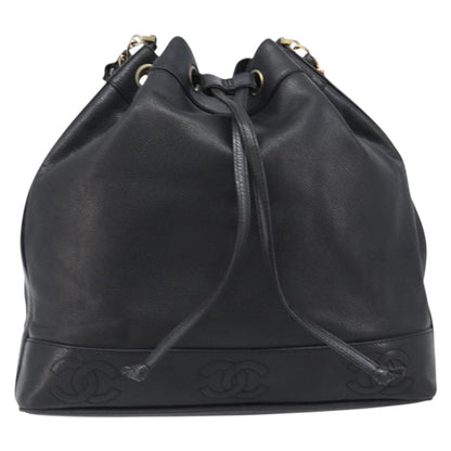 Chanel Vintage CC Drawstring Bucket Caviar, Black, Leather, Handbag