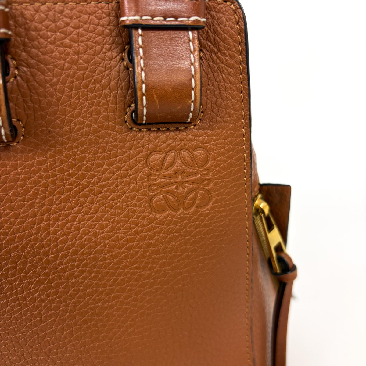 Loewe Hammock Leather, Brown, Leather, Handbag