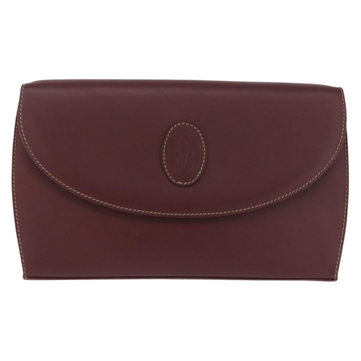 Cartier Must de Cartier Clutch Leather, Burgundy, Leather, Clutch