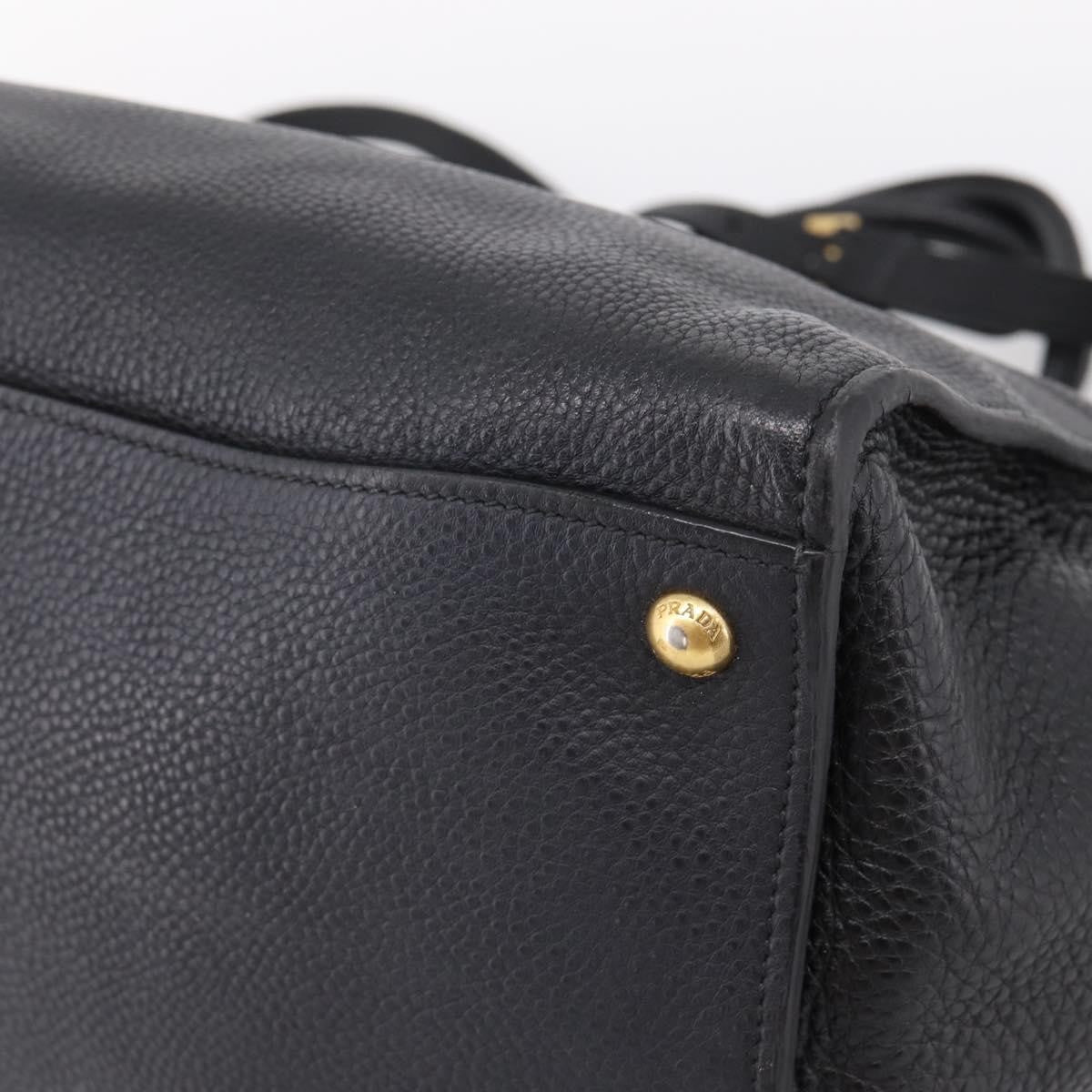 Prada Front Pocket Convertible Vitello Daino, Black, Leather, Tote Bag