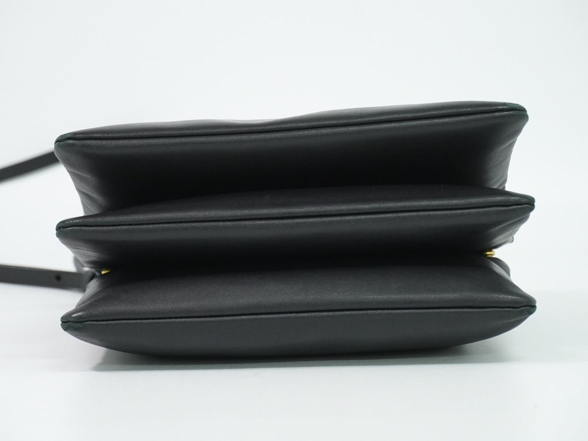 Celine Trio Leather, Black, Leather, Crossbody Bag