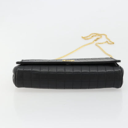 Celine Flap Shoulder Leather, Black, Leather, Shoulder Bag
