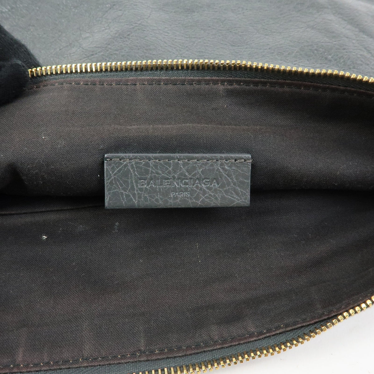 Balenciaga Zip Around Giant Studs Clutch Leather, Gray, Leather, Clutch