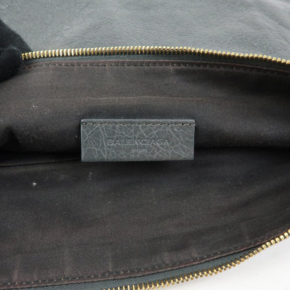 Balenciaga Zip Around Giant Studs Clutch Leather, Gray, Leather, Clutch