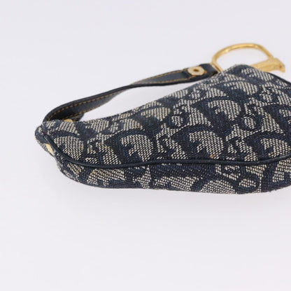 Christian Dior Vintage Saddle Zip Coin Purse Diorissimo Canvas, Navy, Canvas, Clutch
