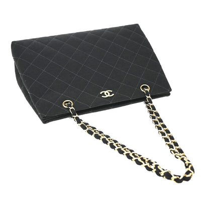 Chanel Vintage CC Chain Quilted Canvas, Black, Canvas, Tote Bag