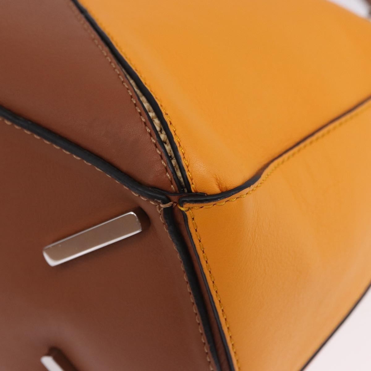 Loewe Puzzle Leather and Raffia, Beige, Leather, Handbag