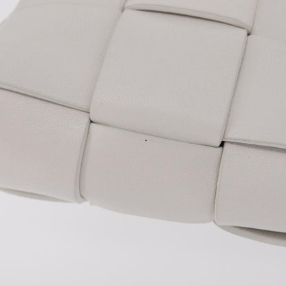 Bottega Veneta The Snap Clutch Maxi Intrecciato Leather with Wood and Metal, White, Leather, Clutch