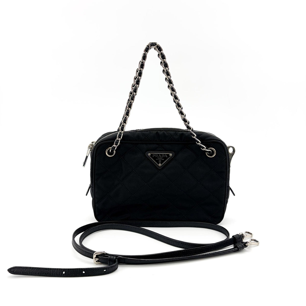 Prada Convertible Quilted Tessuto, Black, Nylon, Shoulder Bag