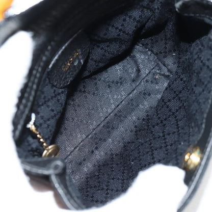 Gucci Vintage Bamboo Front Pocket Suede, Black, Suede, Tote Bag