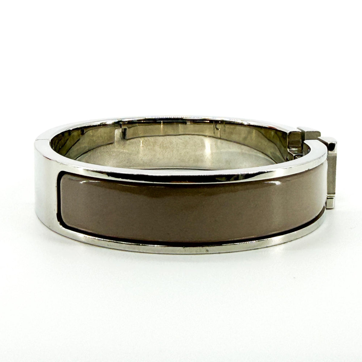 Hermes Clic H Enamel, Brown, Silver, Bracelet