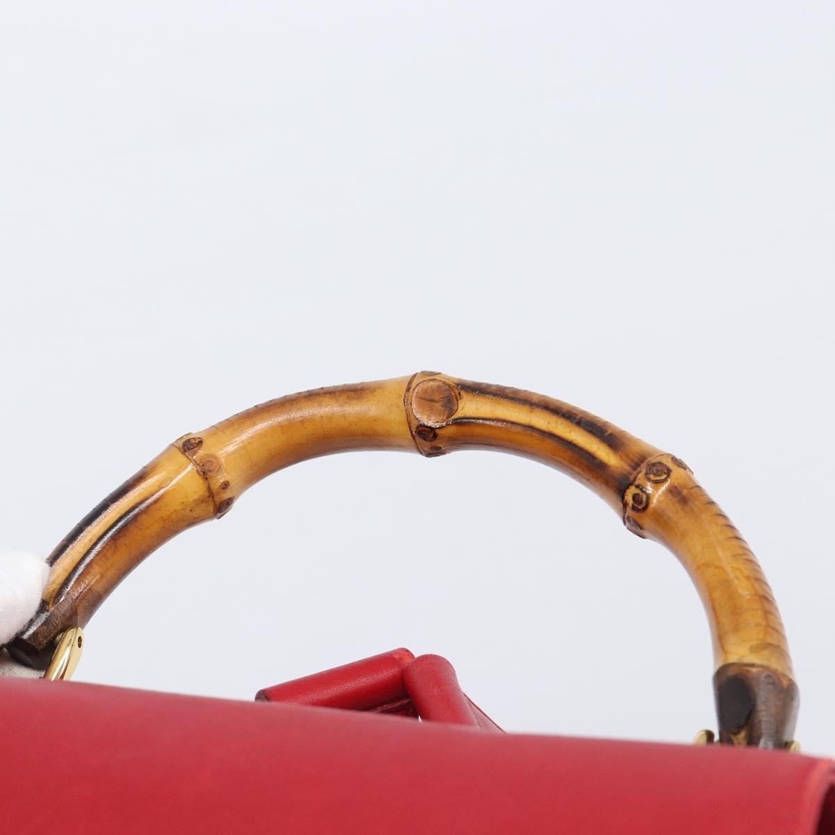 Gucci Vintage Bamboo Leather, Red, Leather, Backpack