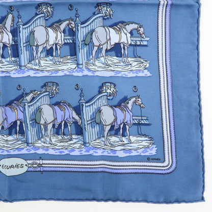 Hermes Carré 42 Silk, Blue, Silk, Scarf