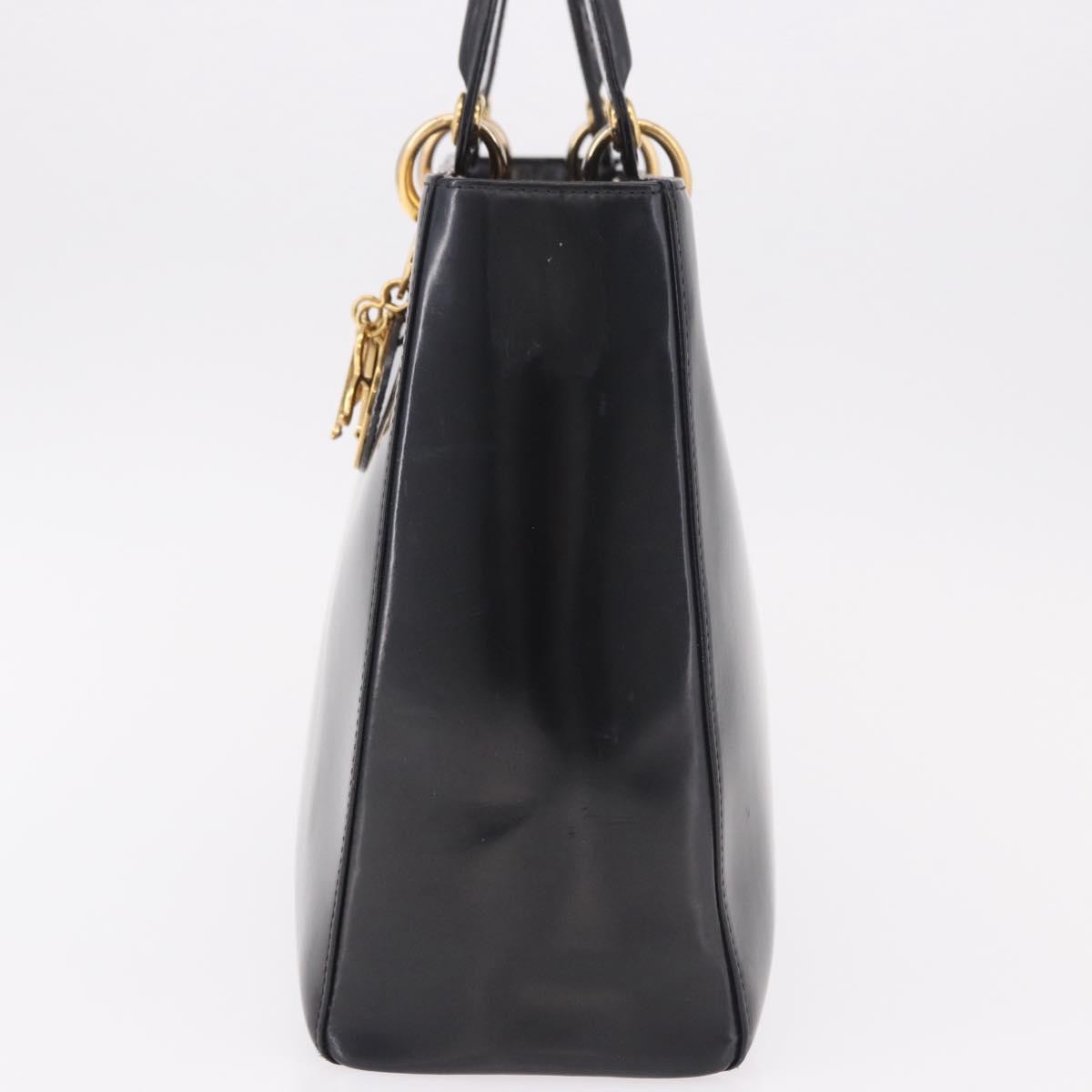 Christian Dior Vintage Lady Dior Patent, Black, Patent Leather, Handbag