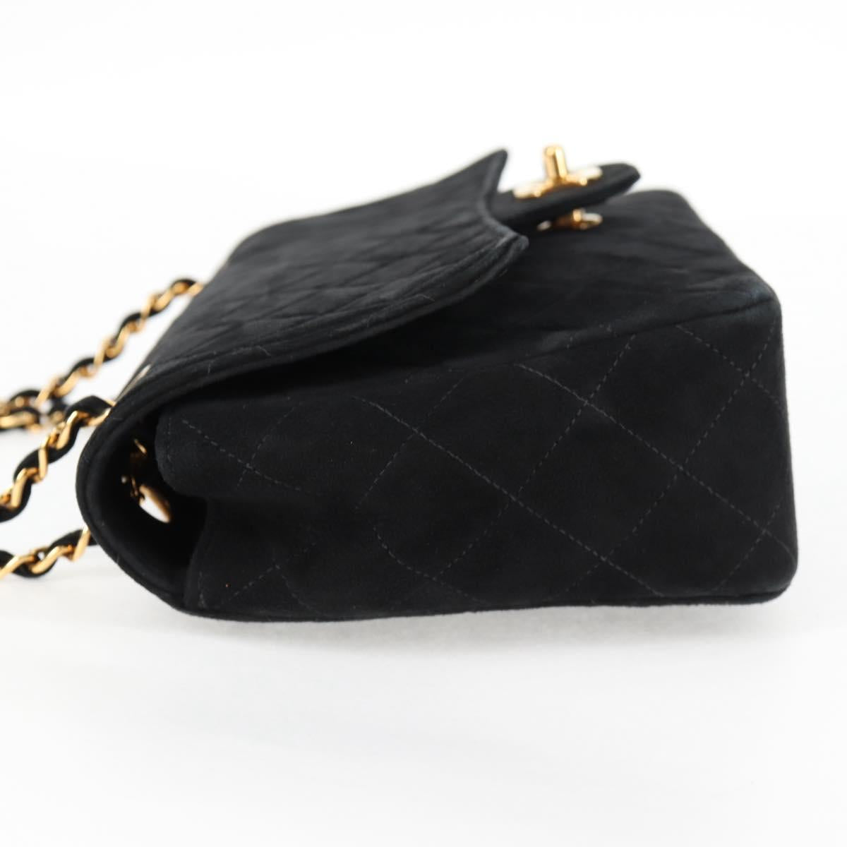 Chanel Vintage Classic Double Flap Bag Quilted Suede, BLACK, SUEDE, Handbag