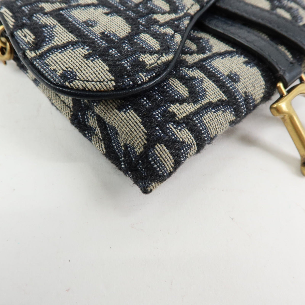 Christian Dior Saddle Pouch Leather, Beige, Canvas, Clutch
