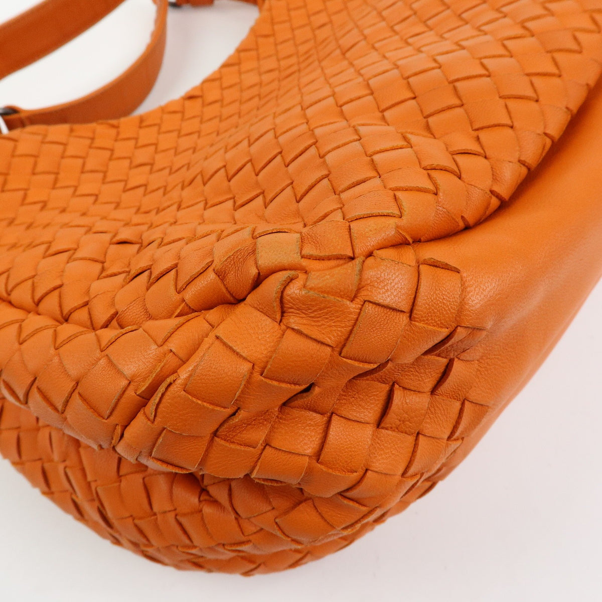 Bottega Veneta Campana Hobo Intrecciato Nappa, Orange, Leather, Shoulder Bag