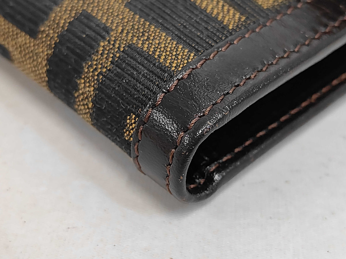 Fendi Trifold Flap Zucca Canvas, Brown, Canvas, Wallet