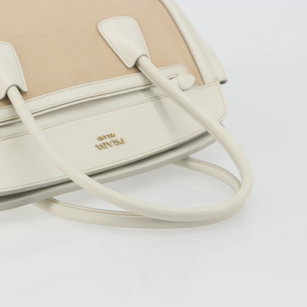 Prada Cuir Frame Convertible Canvas and Saffiano Leather, Beige, Canvas, Tote Bag