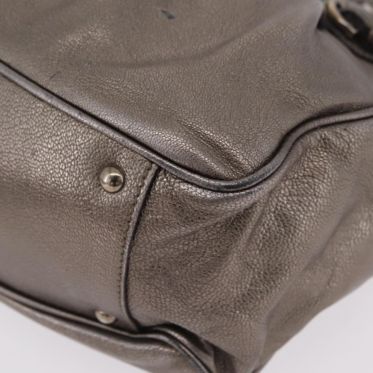 Salvatore Ferragamo Gancini Top Handle Leather, Silver, Leather, Handbag