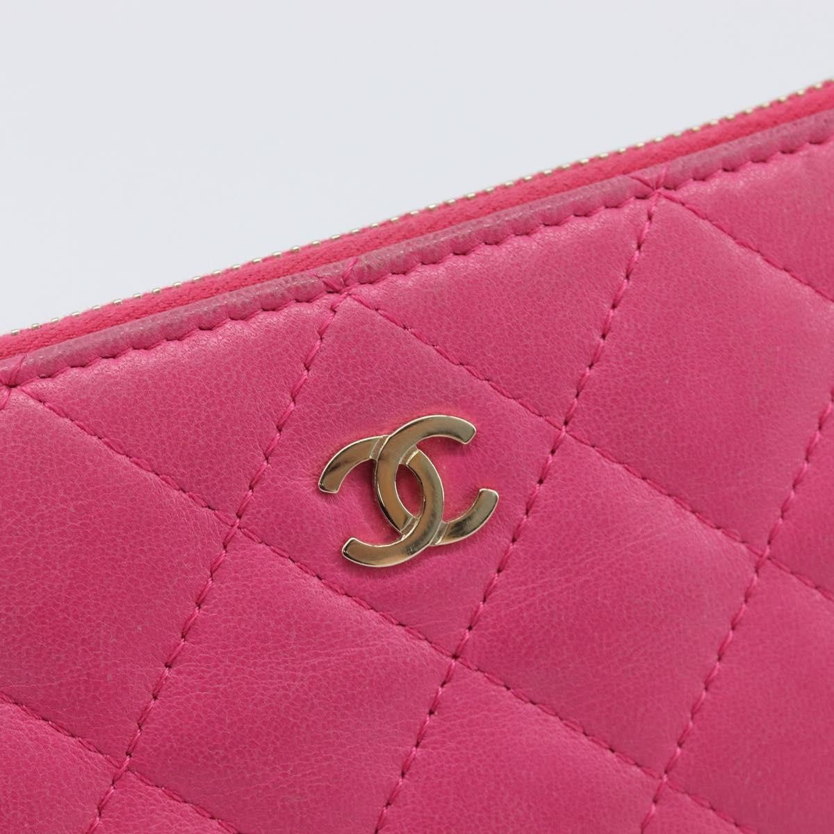 Chanel CC Zip Coin Purse Quilted Lambskin, Pink, Leather, Wallet