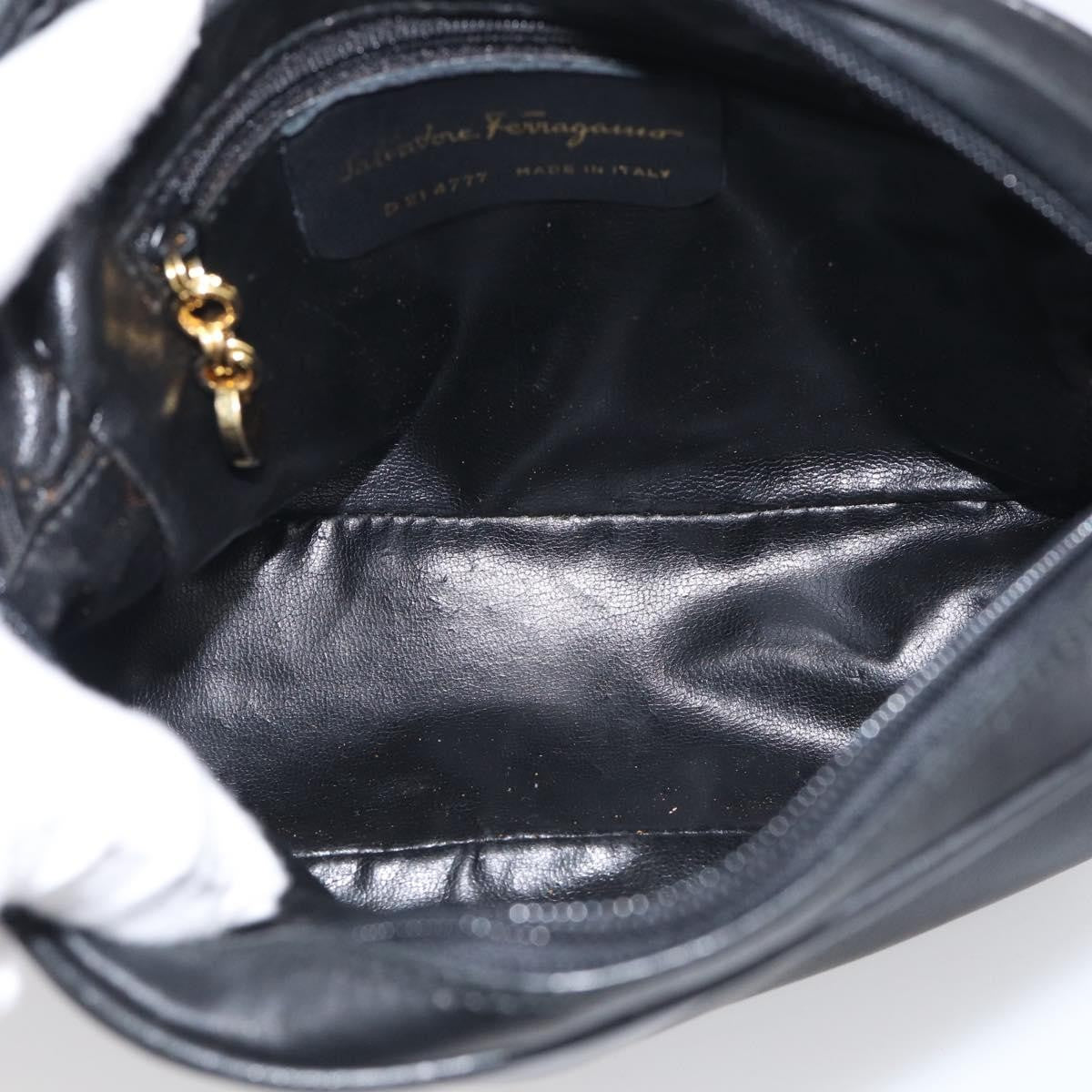 Salvatore Ferragamo Gancini Leather, Black, Leather, Crossbody Bag