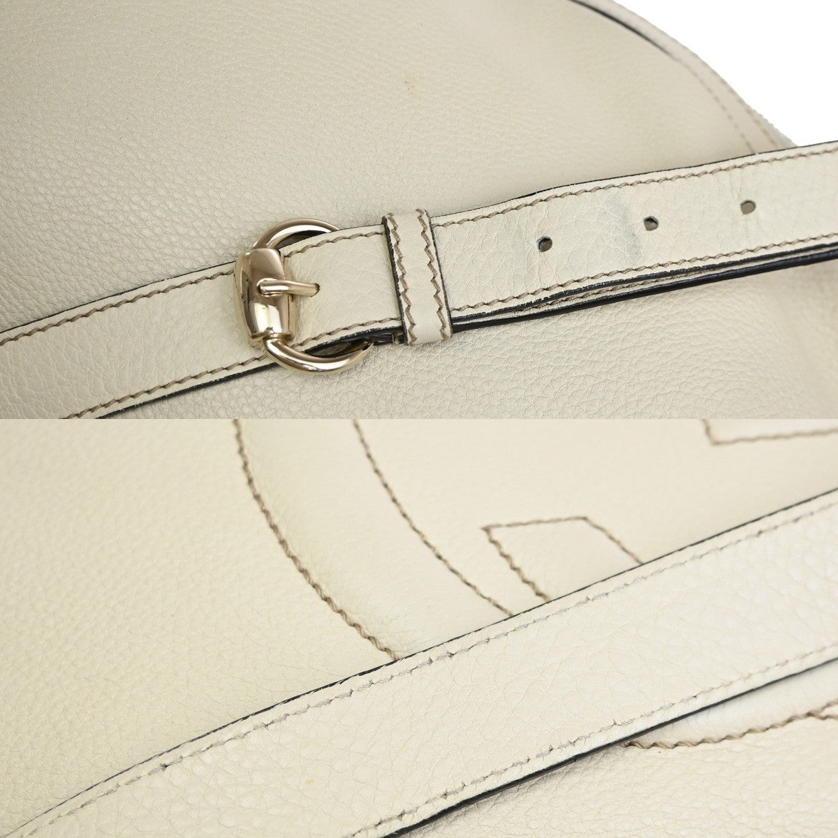 Gucci Soho Messenger Leather, White, Leather, Shoulder Bag