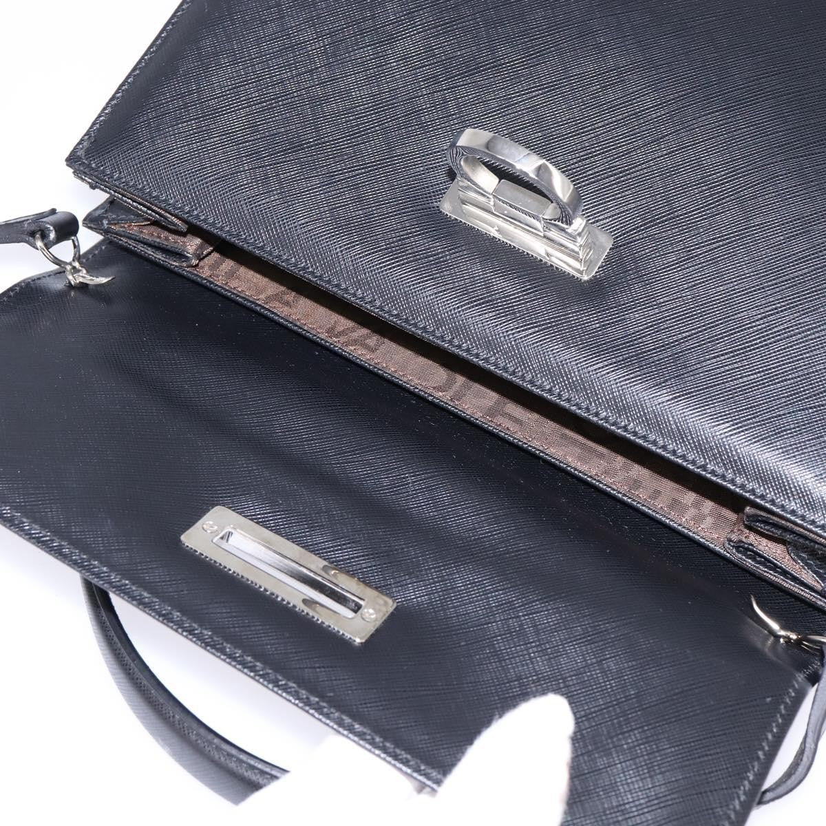 Salvatore Ferragamo Convertible Top Handle Leather, Black, Leather, Handbag