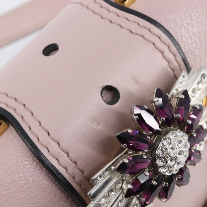 Miu Miu Madras Crystal Flap Leather, Pink, Leather, Crossbody Bag