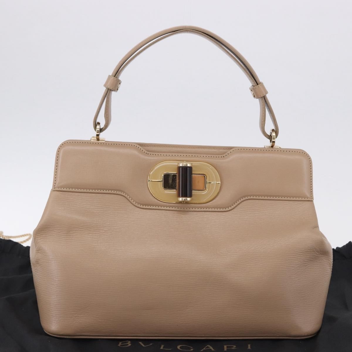 Bvlgari Isabella Rossellini Leather, Beige, Leather, Handbag