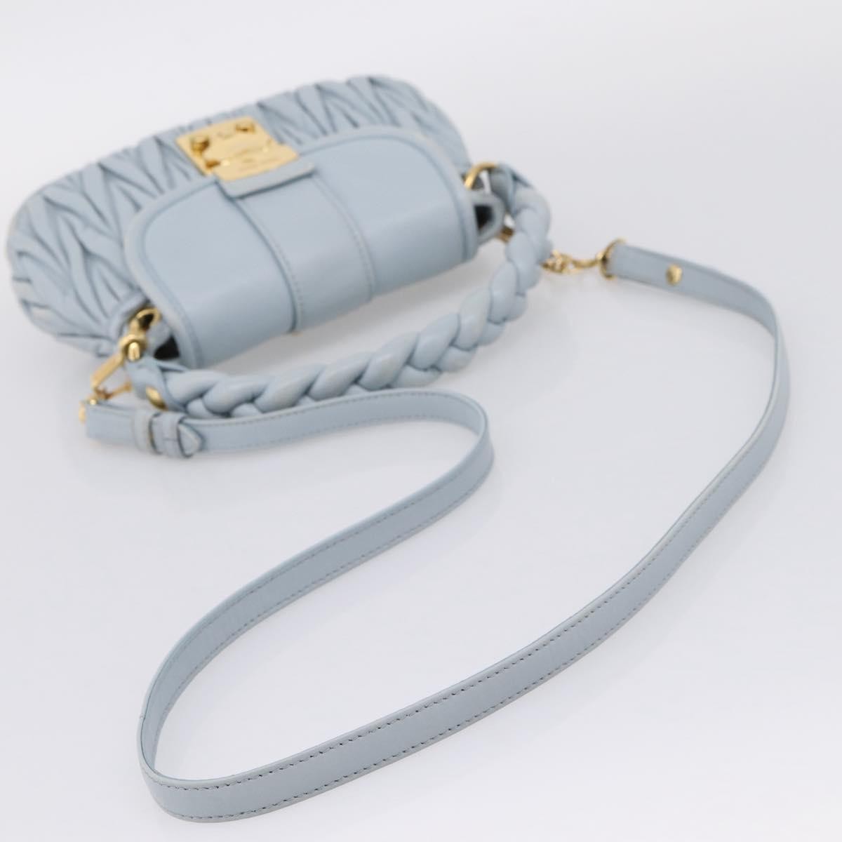 Miu Miu Coffer Hobo Matelasse Leather, Blue, Leather, Handbag