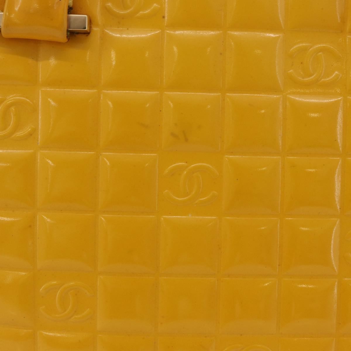 Chanel Chocolate Bar CC Quilted Patent, Yellow, Patent Leather, Tote Bag